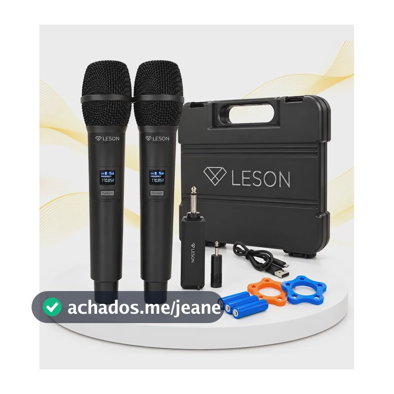 Kit 2 Microfones Sem Fio Uhf Leson Mic Pro 2.0 Recarregável