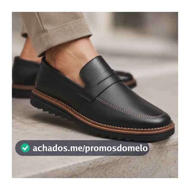 Mocassim Masculino Sapato Social Sola Tratorada Casual Preto Liso 40 Br