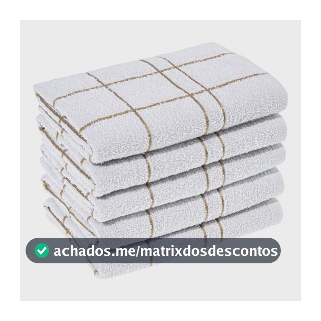 Kit 5 Pano Cozinha Louça Algodão Xadrez Branca Alta Absorção Branco Xadrez
