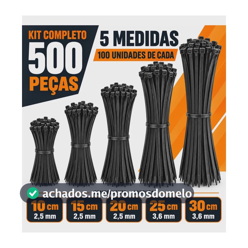 Kit 500 Abraçadeira Nylon Plástica Hellerman Enforca Gato Preto