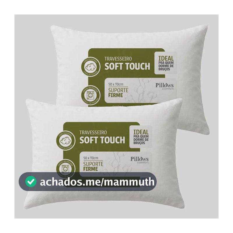 Kit 2 Travesseiros Antialérgico Soft Coton 50x70cm Branco