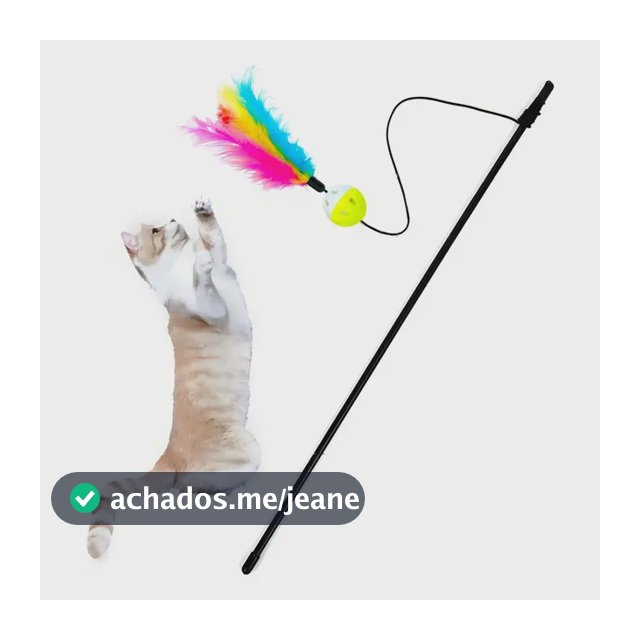 Varinha Interativa para Gatos: Brinquedo com Penas e Bolinha Guizo, 55 cm