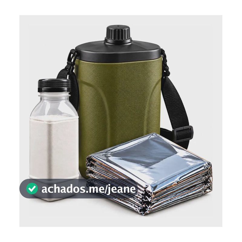 Kit Camping Cantil 1l Soprano Cobertor Emergência Cal Virgem Verde