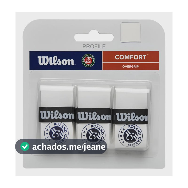 Overgrip Wilson Roland-Garros para Tênis e Padel, Kit com 3 Unidades