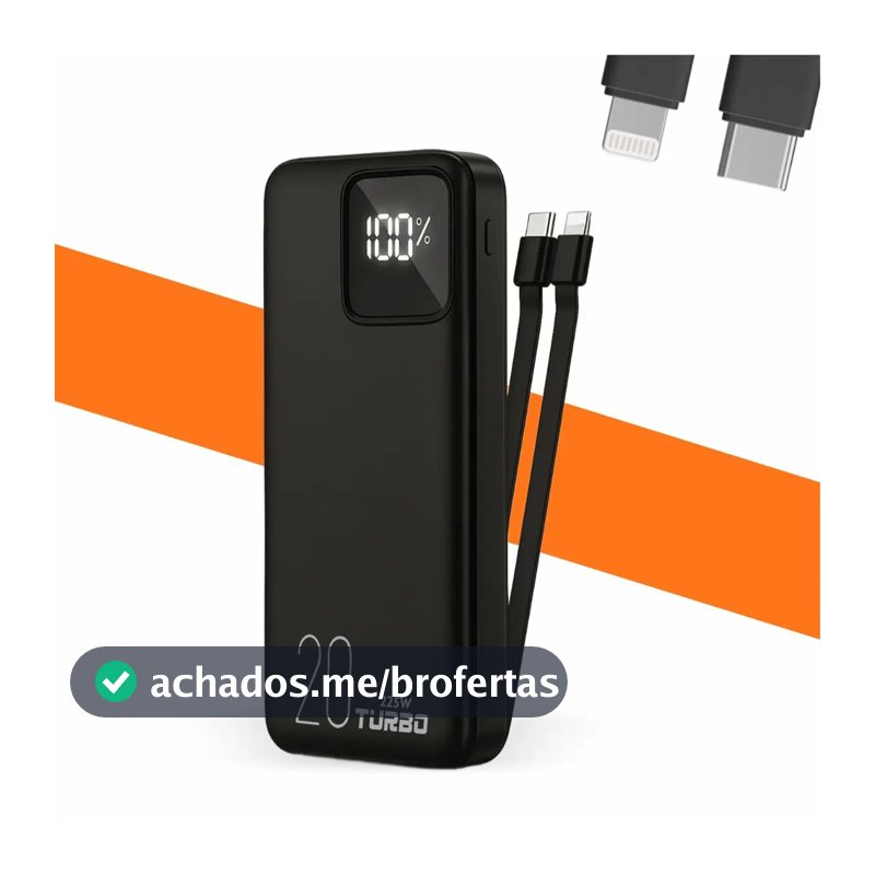 Power Bank Casenn 20000mAh Turbo USB-C para iPhone e Samsung
