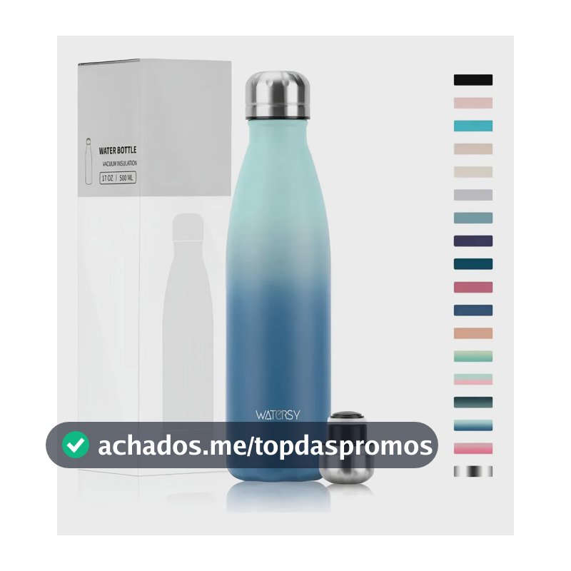 Garrafa Térmica Watersy 500ml Aço Inox Camping Azul Claro/azul