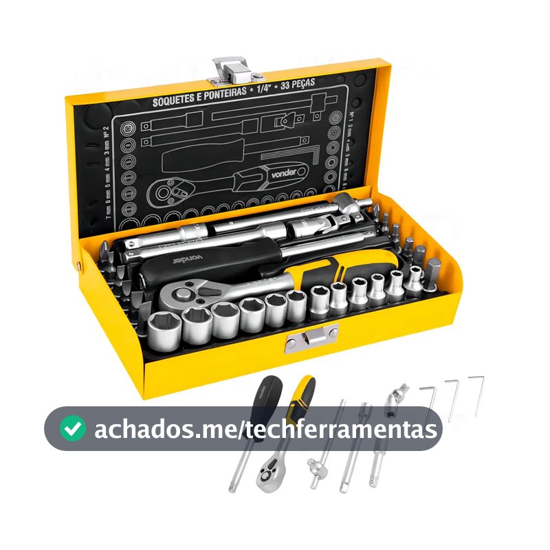 Jogo De Soquete Vonder 1/4 C/33pcs Sextavado 4a13