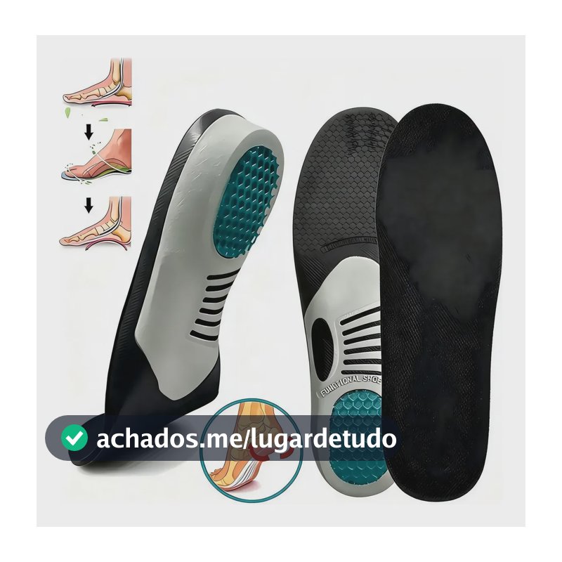 Palmilha Ortopedica Arco Plantar Esportiva Esporao Fascite 41-46 Preto