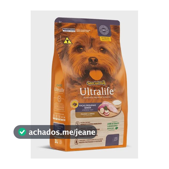 Ração Special Dog Ultralife Cães Raças Pequenas Sênior 7+ Sabor Frango 3kg