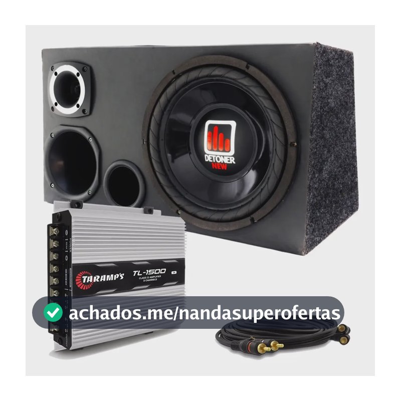 Caixa Trio Completa 1340w Sub 12 + Modulo Taramps Tl 1500