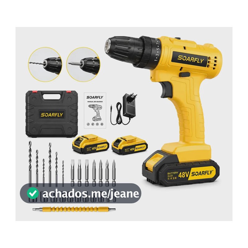Parafusadeira E Furadeira Profissional 2 Baterias Bivolt Preto 127/220v 50/60hz