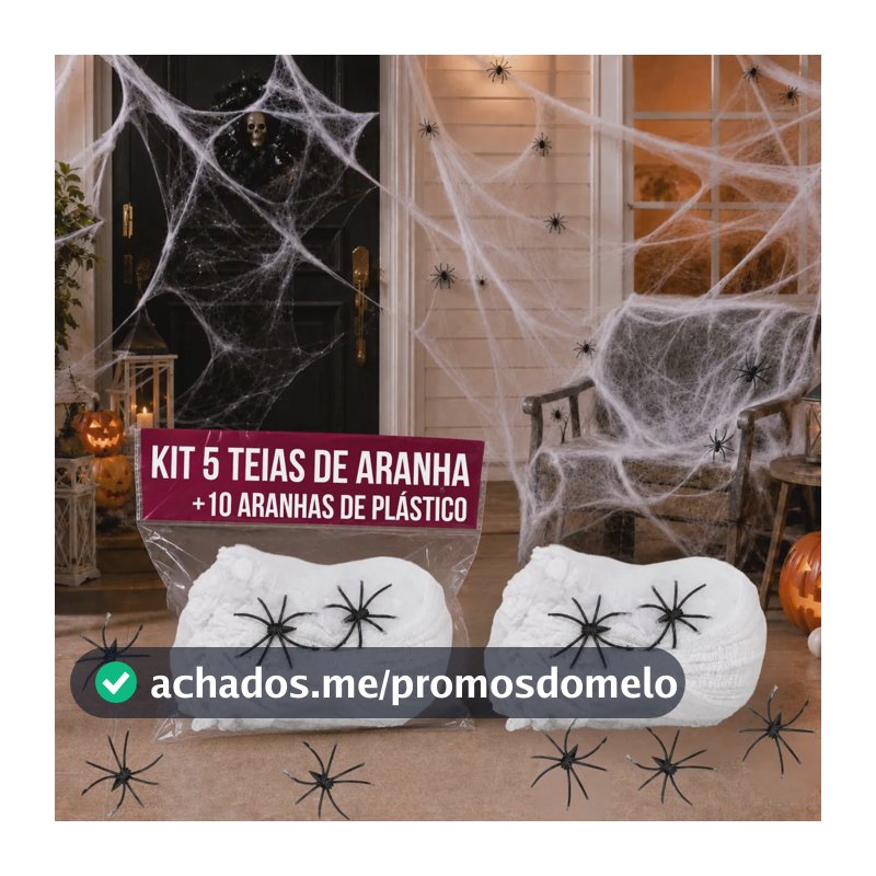 Kit 5 Teias De Aranha + 10 Aranhas Decoração Halloween Festa