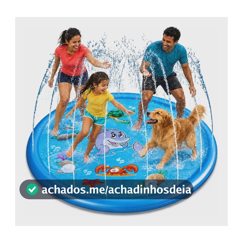 Piscina Chafariz Infantil Tapete Água Crianças Pet Animais Azul