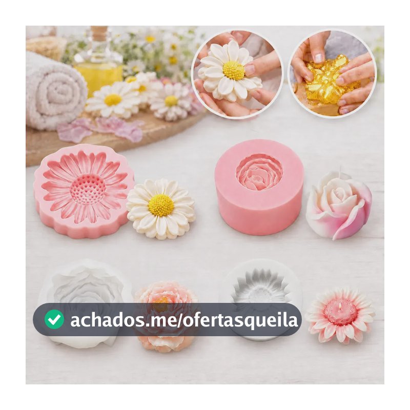 Kit Molde de Silicone de Flores 3D para Sabonete, Vela e Resina