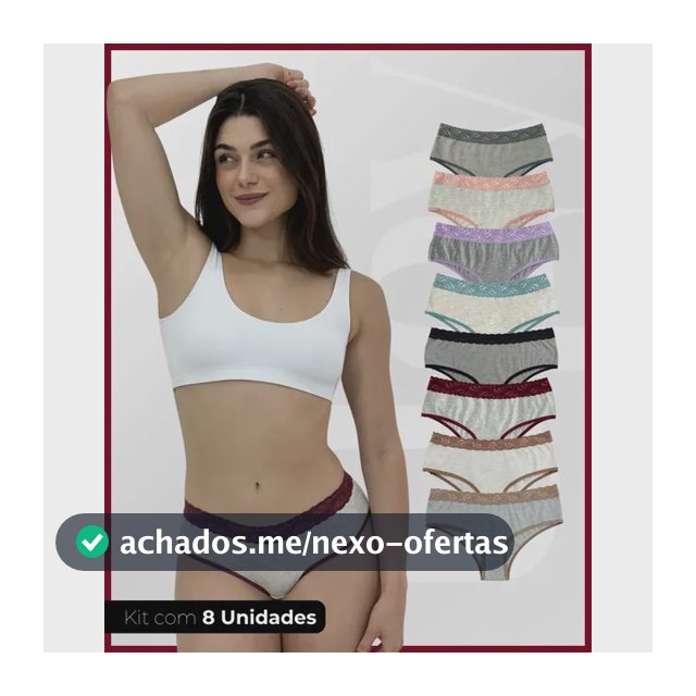 Calcinha Cintura Alta Algodão Feminina Conforto Kit 8 Und