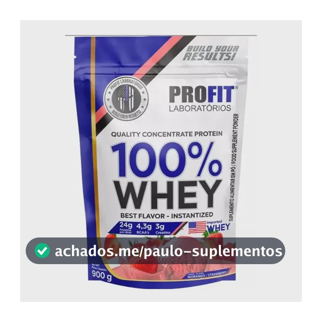 Whey protein Profit 100% Quality Concentrate em pó sabor Morango x 900g