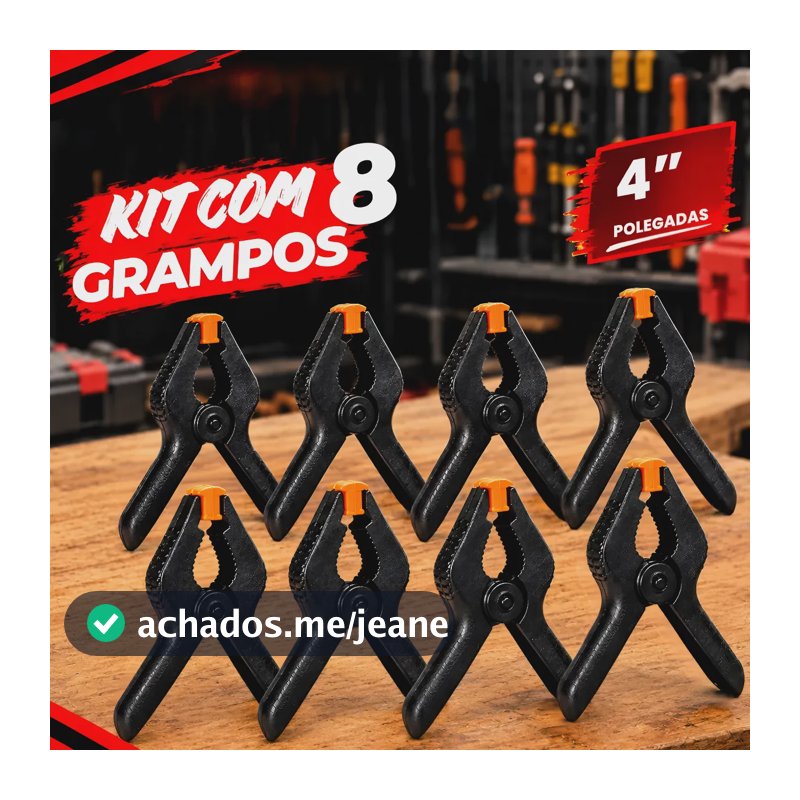 Kit 08 Grampos Prendedor Multiuso 4 Polegadas Pressão Forte