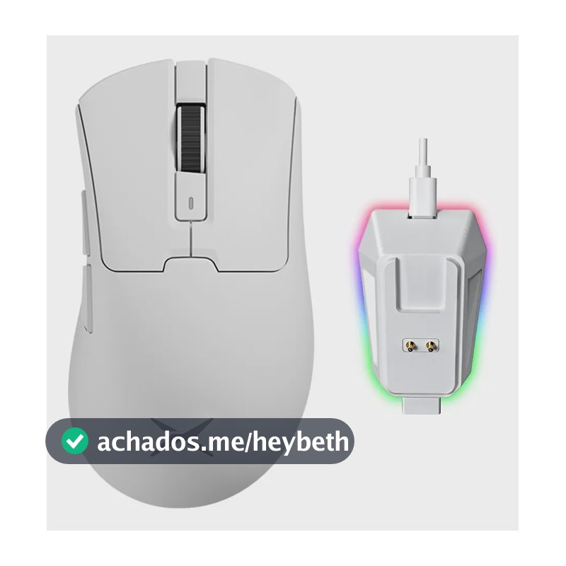 Delux M900pro Mouse Gamer Sem Fio 8000hz Paw3395 Com Dock Cor Branco
