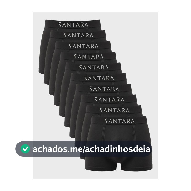 Kit Com 10 Cuecas Boxer Microfibra Sem Costura Santara Preto Liso Gg