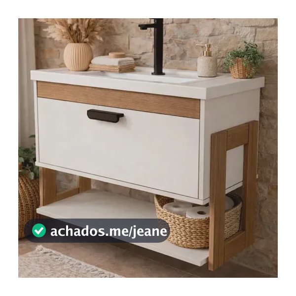 Gabinete Armario De Banheiro 100% Mdf - Riva Com Nicho 60cm Branco Um Furo