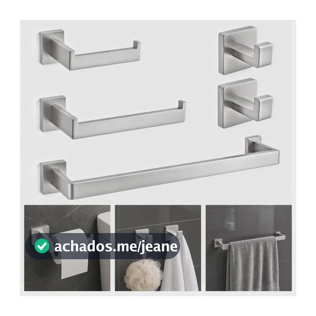 Kit Luxo Para Banheiro Em Inox 304 Com Porta Toalhas 5 Peças
