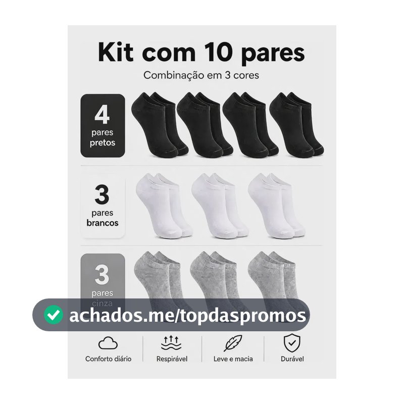 Meias Curtas Esportivas De Algodão Antiodor Misto Logo 36-44