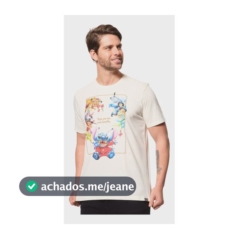 Camiseta Casual Masc Tem Um Em Cada Familia Disney Creme Disney Iii M Estampa Localizada