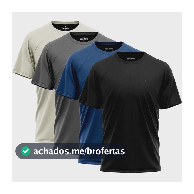 Kit 4 Camiseta Dry-fit Sandrini Masculina Academia Caminhada
