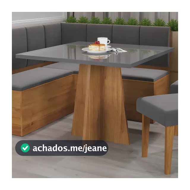 Conjunto Canto Alemão com Baú Mesa Quadrada 90cm 2 Cadeiras Cor Grafite