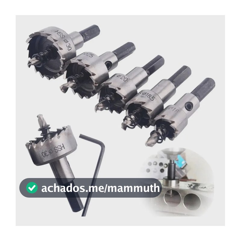 Jogo Com 5 Serra Copo Metal Escovado 16, 18.5, 20, 25 E 30mm MFL