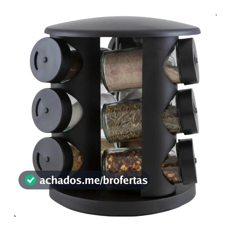 Porta Tempero De Vidro 10 Peças Brinox Lock & Preto