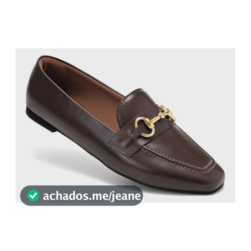 Mocassim Feminino Lumiss Clássico Bico Quadrado Bridão Marrom 37