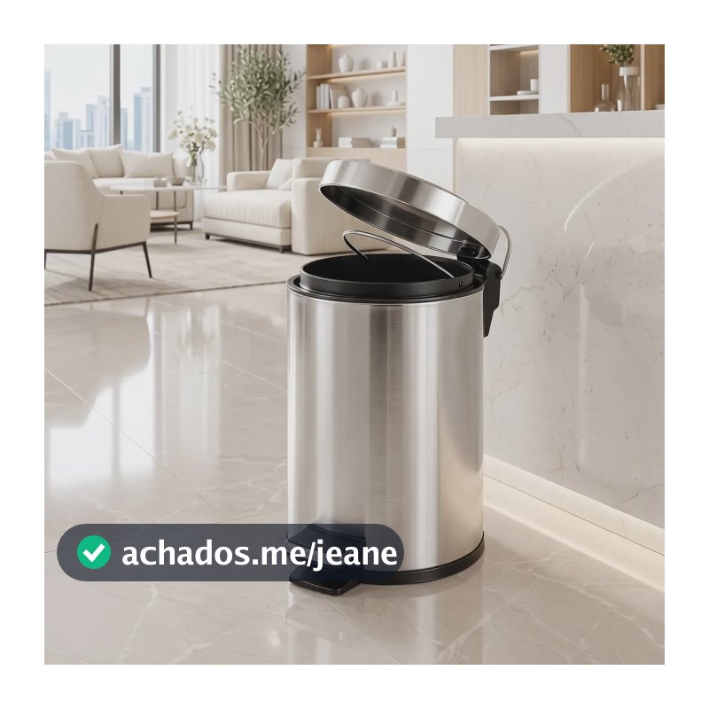 Lixeira 12l Inox C/ Pedal E Balde Cesto Lixo Removível Prateado