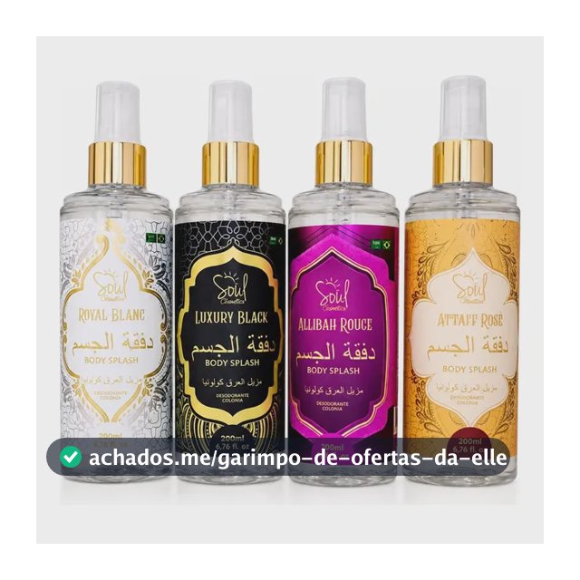 Kit Com 4 Body Splash Arabe Deocolonia Perfume Desodorante Corporal Soul Allibah Rouge Luxury Black Attaff Rose Royal Blanc 200ml