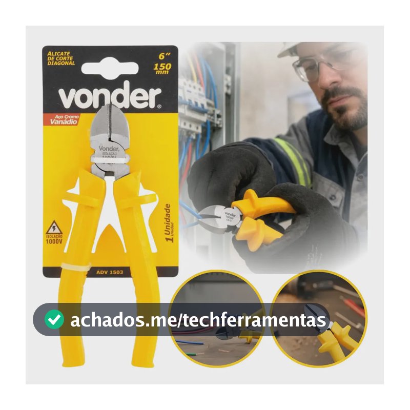 Alicate De Corte Diagonal 6'' Vonder Isolado 1000 Volts Amarelo