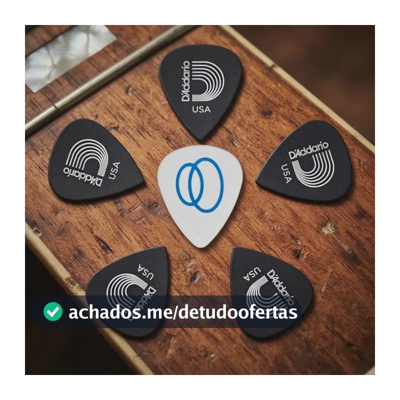 5 Palhetas D'Addario Duralin Precision Preta Extra-Pesada 1.50mm Palheta para Guitarra Baixo Violão + Palheta Groover