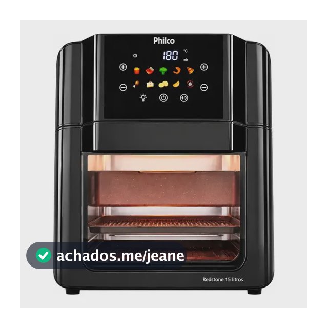 Philco Paf15c Fritadeira Air Fryer Oven 15 Litros Revestimento Redstone Porta Removível Luz Interna 10 Funções Preta Preto 127v