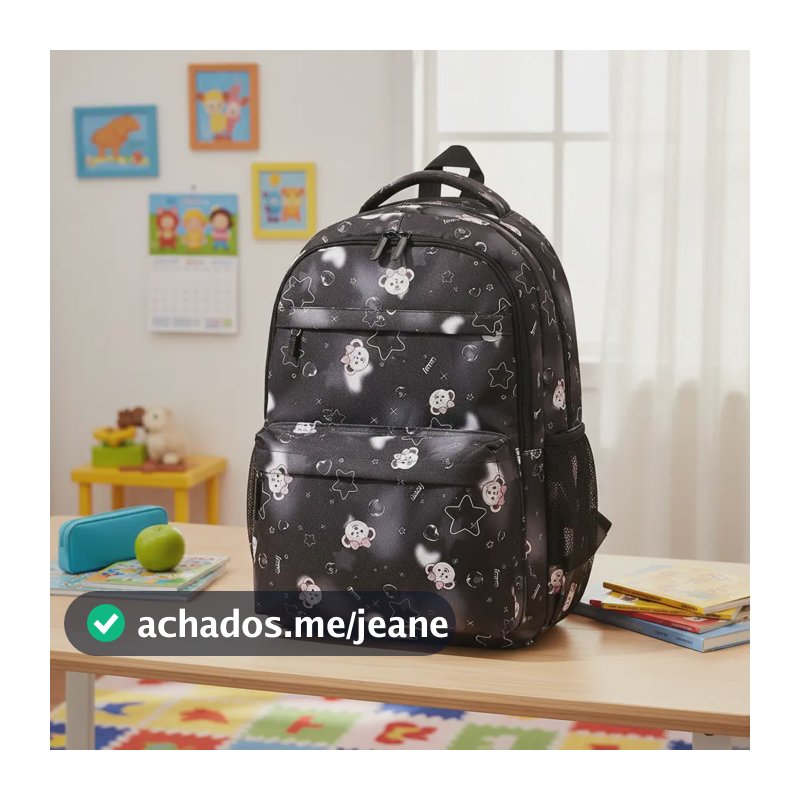 Mochila Infantil Bolsa Menina Escolar Princesa Cor Preto Desenho Do Tecido Liso
