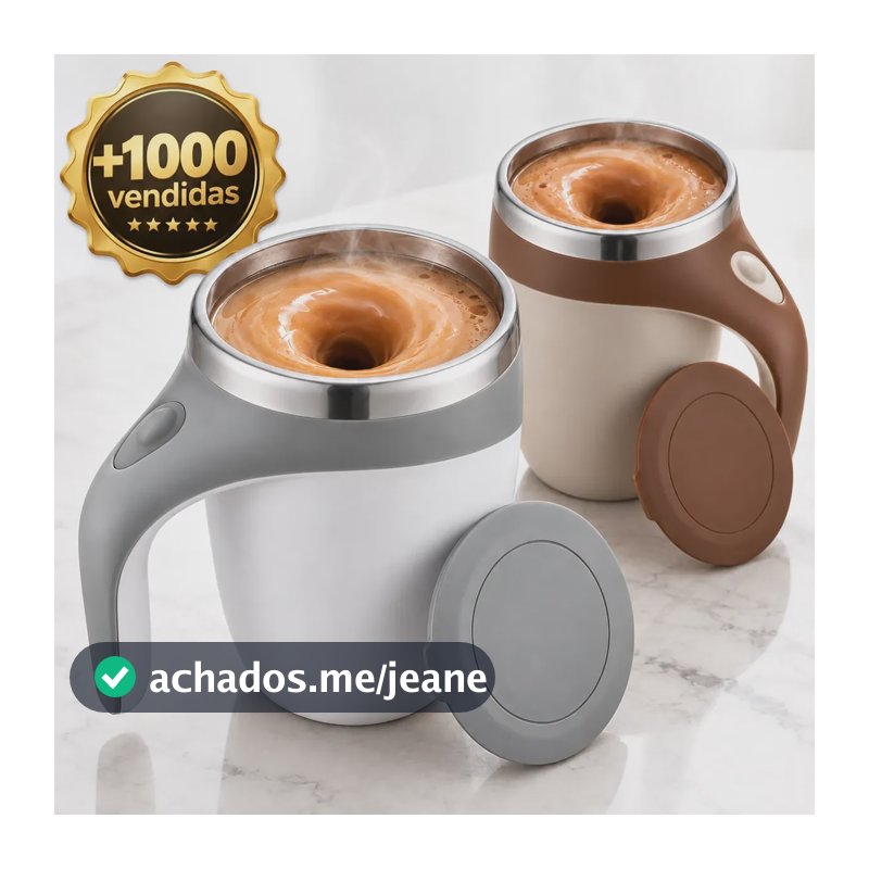 Caneca Elétrica Misturador Bebidas Automática Mixer 380ml Branco