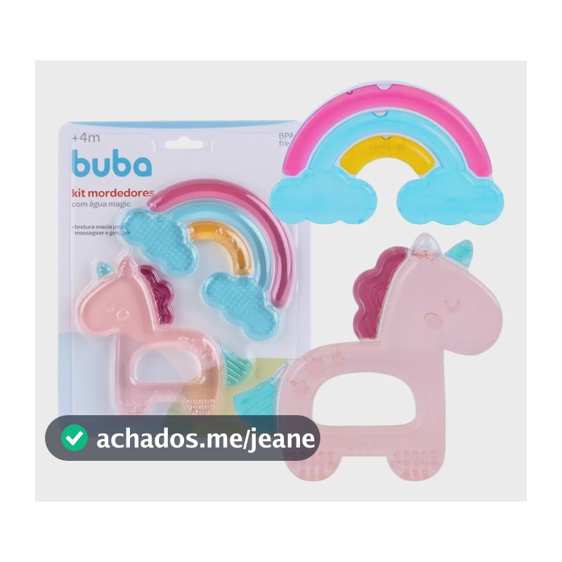 Kit Mordedores Infantil Unicórnio C/ Água Magic 22675 - Buba
