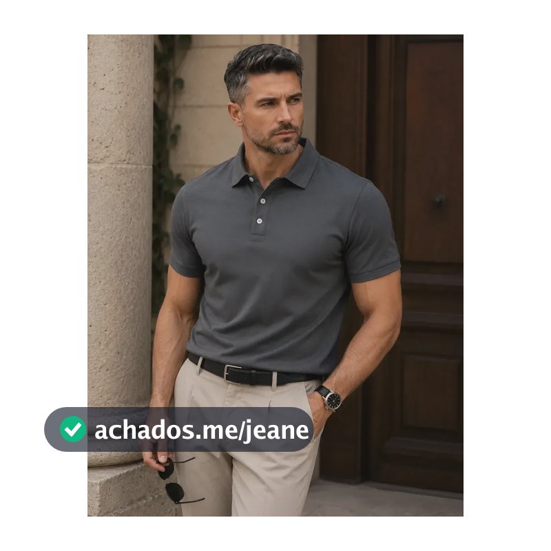 Camisa Polo Masculina Piquet Slim Manga Curta Chumbo Gg
