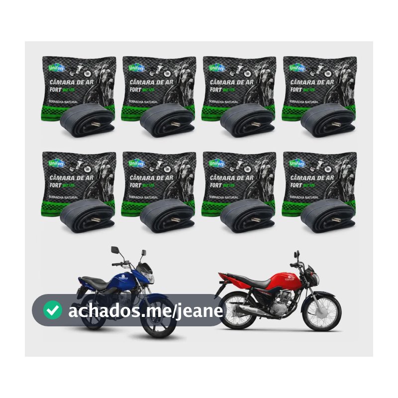 Kit 8 Câmara Ar Moto Pneu Aro 18 Moto Cg Titan Fan 125/150 Schrader