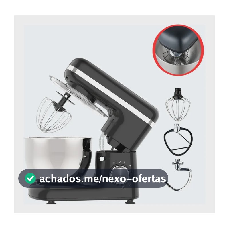 Batedeira Planetária Potente 1000w Confeitaria Pães Inox Preto 220v Na