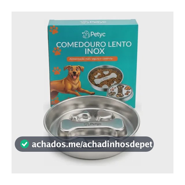 Comedouro Lento de Aço Inoxidável Antiderrapante para Cães, 1kg