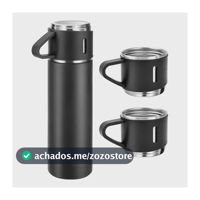 500ml Caneca Kit Garrafa Térmica Vacuum Bottle Inox + 3 Xíca