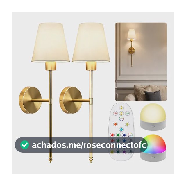Kit 2 Arandela Dourada Rgb C/5200mah Lâmpadas Recarregáveis 127/220v Dourado