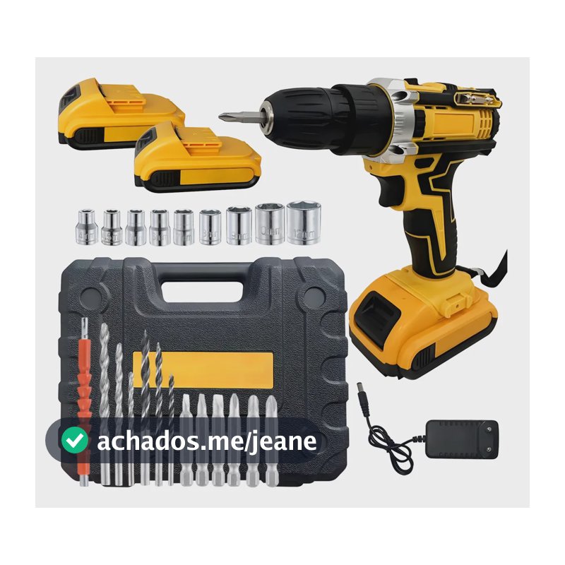 Parafusadeira Furadeira Kit Velocidade Variável Reversível Amarelo 48v
