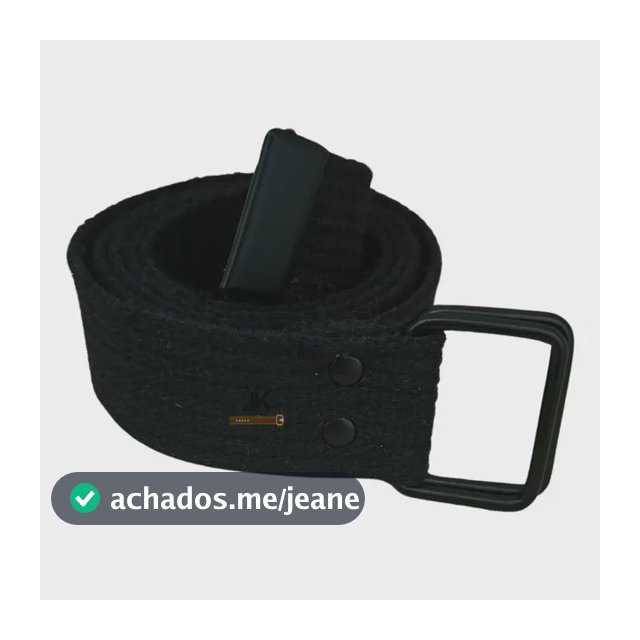 Cinto Lona Masculino 2 Fivelas Argola Quadrada 4cm Black Jk