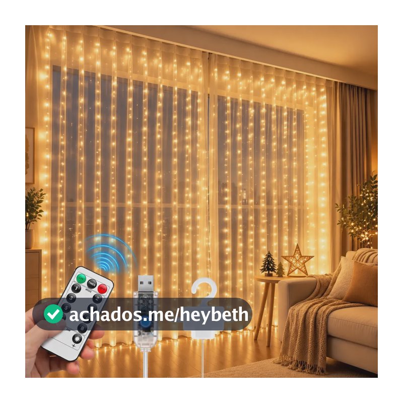 Luz De Cortina 300 Leds 3x3 M Pisca Pisca Decoração De Natal Amarelo 110220 V