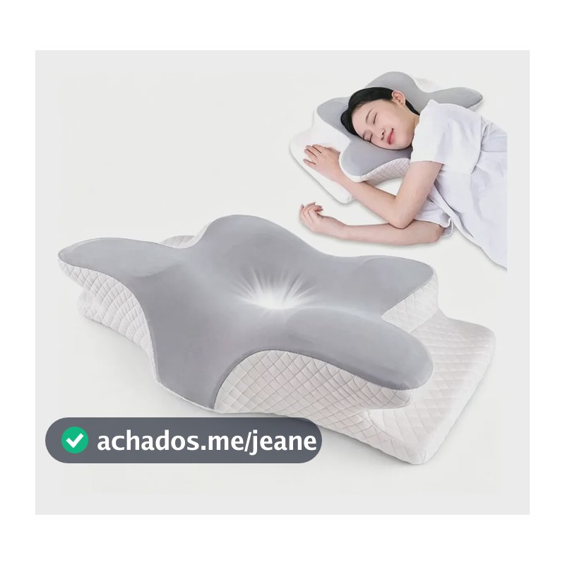 Travesseiro Cervical Nasa Com Carvão Ativado Ergonômico Orto Cinza